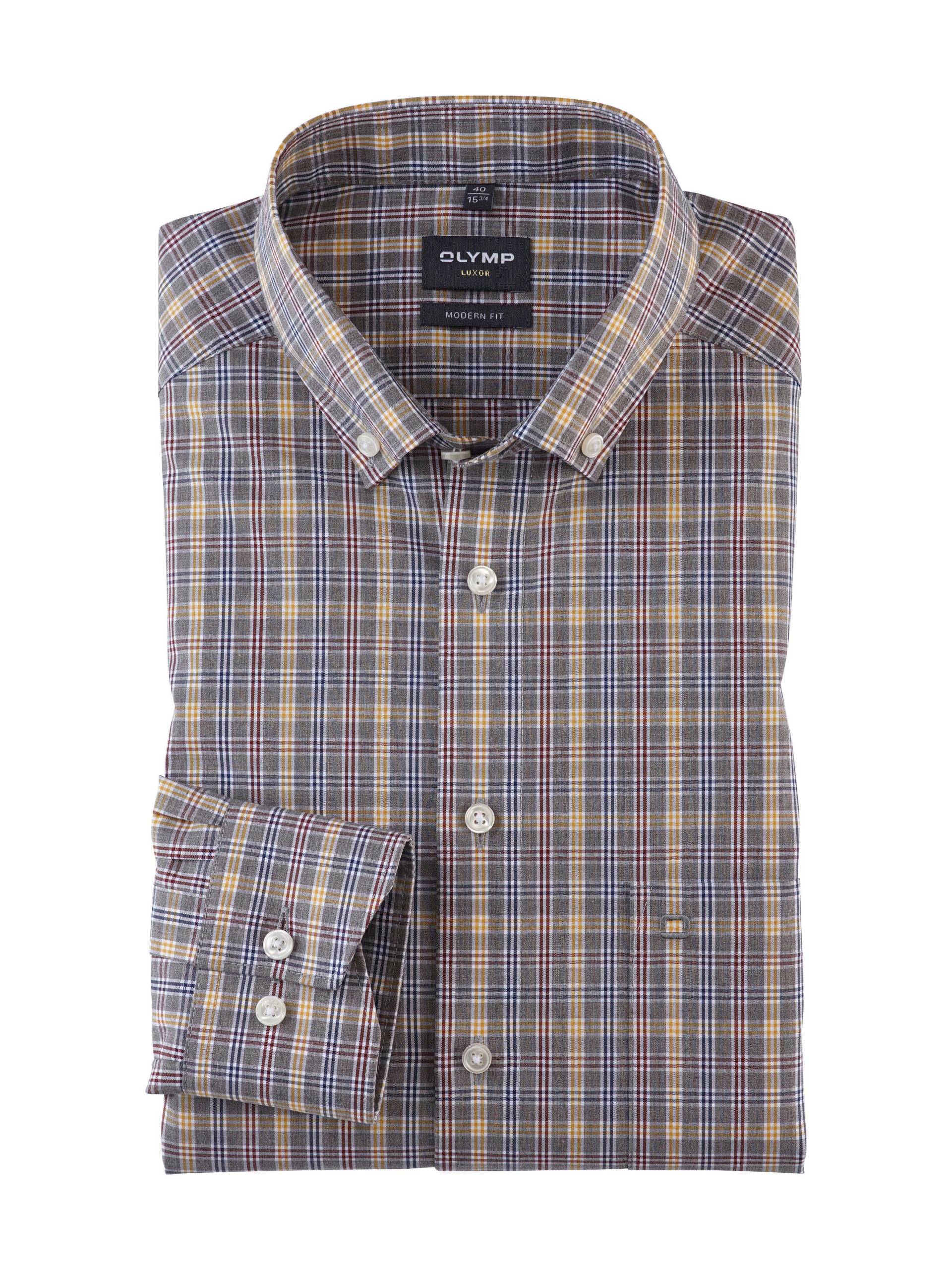 OLYMP - Modern Fit : Businesshemd gelb/grau/rot - Gr. - 45 von OLYMP