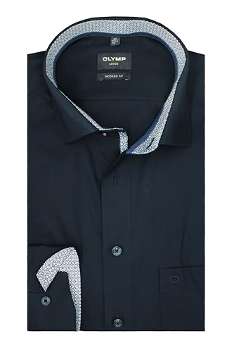 OLYMP Modern Fit Herren Langarm Businesshemd | Kobalt | Global Kent Kragen Gr. 46 von OLYMP