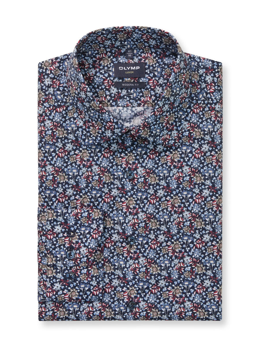 OLYMP - Modern Fit: Businesshemd blau/rot - Gr. - 45 von OLYMP