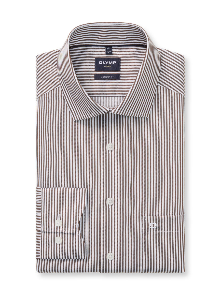 OLYMP - Modern Fit: Businesshemd braun - Gr. - 39 von OLYMP