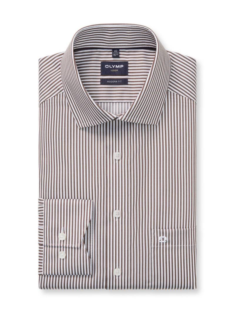OLYMP - Modern Fit: Businesshemd braun - Gr. - 39 von OLYMP