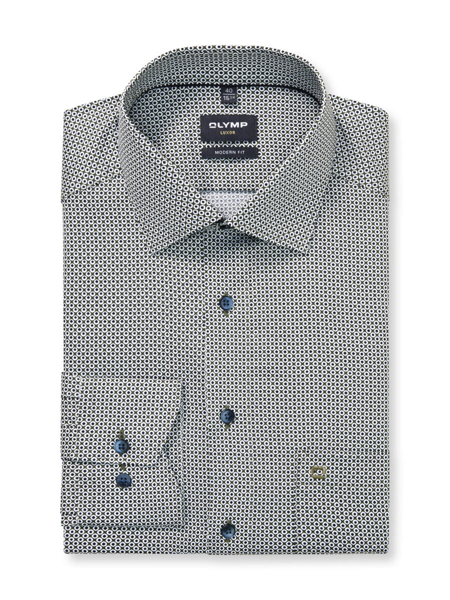 OLYMP - Modern Fit: Businesshemd grau/grün - Gr. - 45 von OLYMP