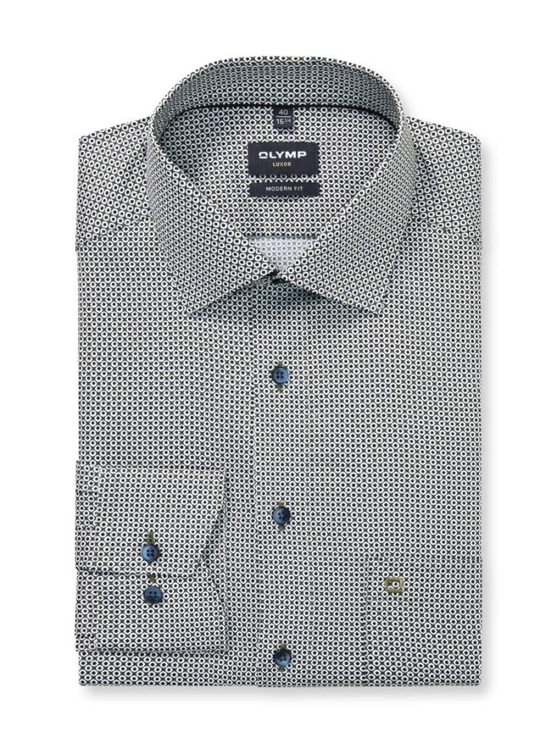 OLYMP - Modern Fit: Businesshemd grau/grün - Gr. - 45 von OLYMP