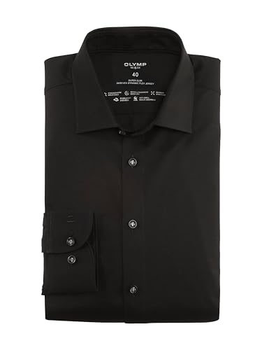 OLYMP Herren Businesshemd Langarm No.Six.24.Seven,Single Jersey,super Slim,Urban Kent,schwarz 68,36 von OLYMP