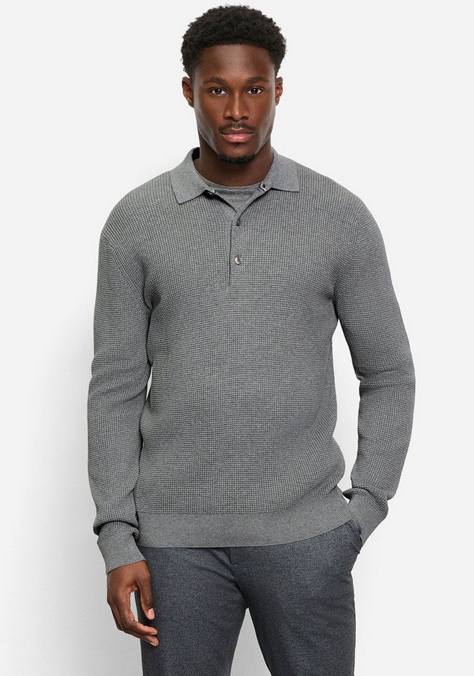 OLYMP Polokragenpullover Waffle Structure Pullover strukturiert, unifarben, regular fit, Strick von OLYMP