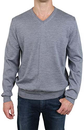 OLYMP Herren Pullover V-Ausschnitt Level Five Strick,Body fit,Silbergrau 63,L von OLYMP