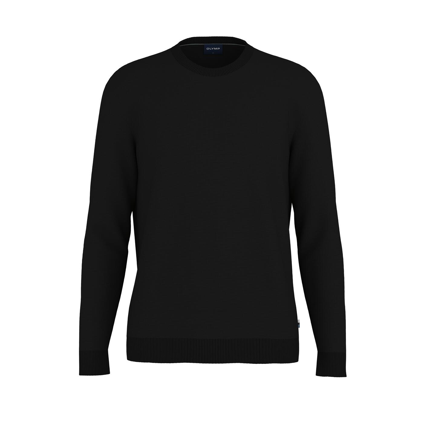 OLYMP - R-Pullover Basic Merino schwarz von OLYMP