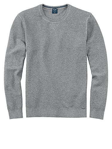 OLYMP Herren Pullover Rundhals Strick,Uni,modern fit,grau 62,S von OLYMP