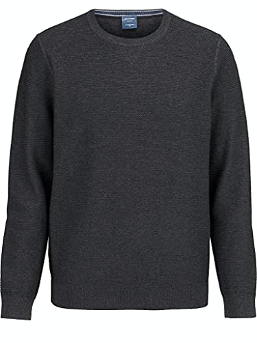 OLYMP Herren Pullover Rundhals Casual.Strick,Struktur,Regular fit,anthrazit 67,L von OLYMP