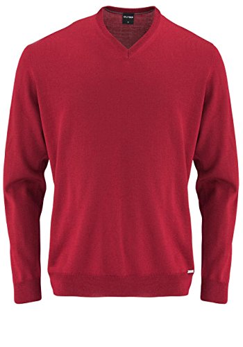 OLYMP Strick Pullover V-Ausschnitt extrafeine Merinowolle mittelrot Größe XXXL von OLYMP