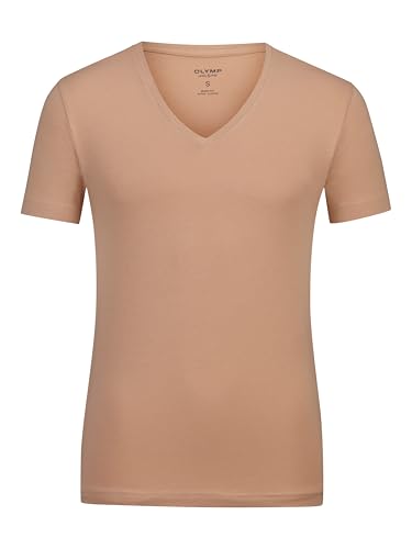 OLYMP Herren T-Shirt Langarm Level.Five,Einfarbig,Body fit,Caramel 24,M von OLYMP