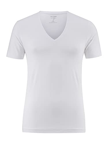 OLYMP Herren T-Shirt V-Ausschnitt Level Five T-Shirt,Männer,Uni,Body fit,Weiss 00,M von OLYMP