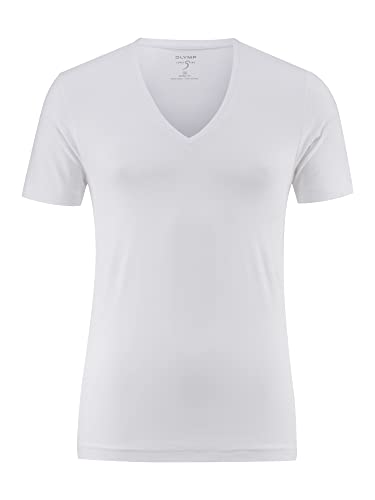 OLYMP Herren T-Shirt V-Ausschnitt Level Five T-Shirt,Männer,Uni,Body fit,Weiss 00,XL von OLYMP