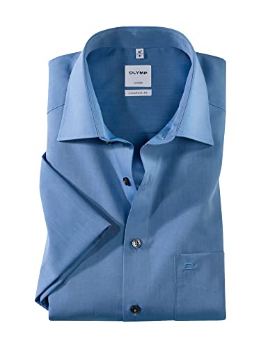 OLYMP Herren Businesshemd Kurzarm Luxor,Männer,Chambray,Comfort fit,New Kent,blau 15,47 von OLYMP