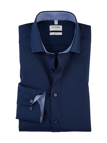 OLYMP Herren Businesshemd Langarm Level.Five.Body.fit,Einfarbig,Body fit,Royal Kent,Nachtblau 14,41 von OLYMP