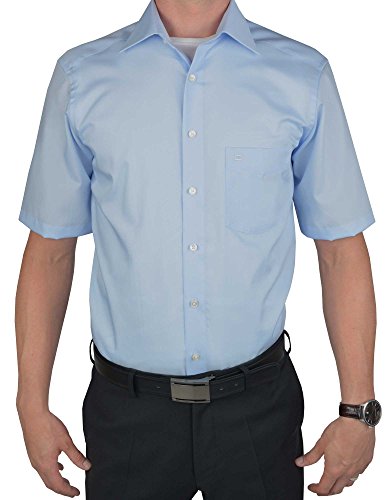 Olymp Luxor Herren Modern Fit Hemd, 0300/12/15, Halbarm, Bleu, 40 von OLYMP