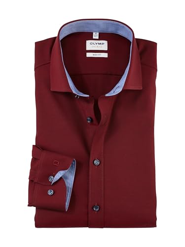 OLYMP Herren Businesshemd Langarm Level.Five.Body.fit,Einfarbig,Body fit,Royal Kent,dunkelrot 39,43 von OLYMP