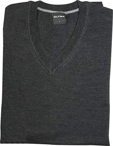 OLYMP Herren Pullover V-Ausschnitt Casual.Strick,Single Jersey,Regular fit,Graphit 69,XXL von OLYMP