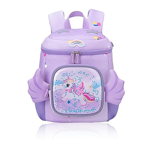 OLYSPM Rucksack Kinder Kinderrucksack Kinder Rucksack mit 3D-Flügeln und Abnehmbaren Leine,Niedlicher Einhorn-Rucksack mit Verstellbarer,Langlebiger,Bestes Geschenk für Kinder von OLYSPM