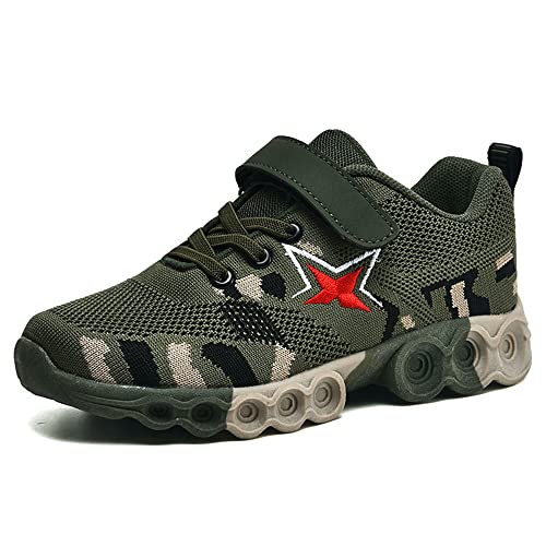 Kinder Camouflage grün Trainers Tarnung Sportschuhe Neue Schüler Militär Trainingsschuhe Mesh atmungsaktives Sommerlager Kinderschuhe Jungen Mädchen Outdoor Freizeit Sneaker Leicht Hallenschuhe von OLZYA