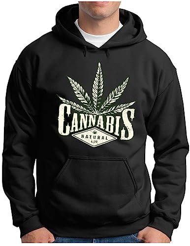 OM3® 420 Cannabis Hoodie | Herren | Weed Leaf Blunt Marihuana Ganja | Kapuzen-Pullover Schwarz, XL von OM3