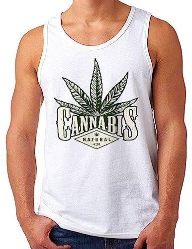 OM3® 420 Cannabis Tank Top Shirt | Herren | Weed Leaf Blunt Marihuana Ganja | Weiß, 4XL von OM3