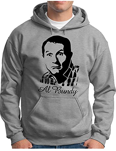 OM3® Al Bundy Face Hoodie | Herren | 90's Kult TV Serie Sitcom | Kapuzen-Pullover Grau Meliert, 4XL von OM3