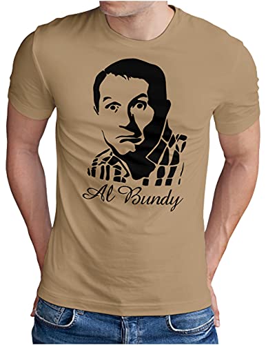 OM3® Al Bundy Face T-Shirt - Herren - 90's Kult TV Serie Sitcom - Khaki, M von OM3
