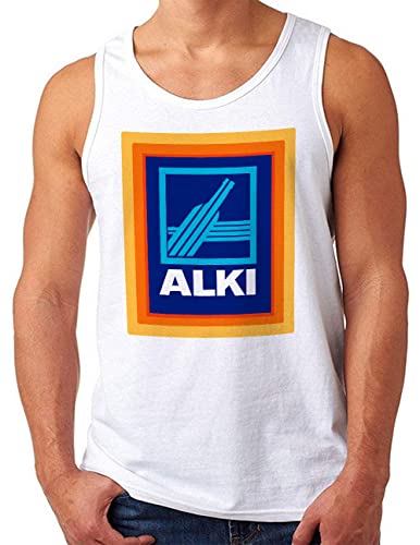 OM3® Alki Tank Top Shirt | Herren | Parodie für Alkohol Liebhaber Saufparty Fun | Weiß, M von OM3