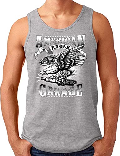 OM3® American Customs Car Tank Top Shirt - Herren - Zündkerze US Adler Auto Tuning Spark Plug - Grau Meliert, 4XL von OM3