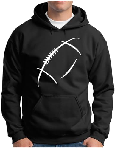 OM3® American Football Hoodie | Herren | U.S.A Sports Minimalistic Logo | Kapuzen-Pullover Schwarz, 4XL von OM3