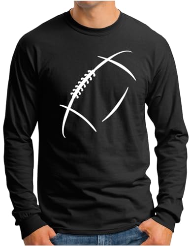 OM3® American Football Langarm Shirt - Herren - U.S.A Sports Minimalistic Logo - Schwarz, S von OM3