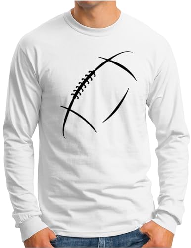 OM3® American Football Langarm Shirt | Herren | U.S.A Sports Minimalistic Logo | Weiß, M von OM3