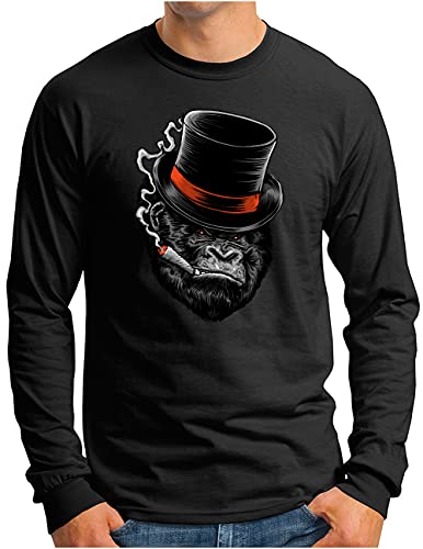 OM3® Ape-Boss Langarm Shirt | Herren | Monkey Business Gorilla Mafia | Schwarz, XXL von OM3