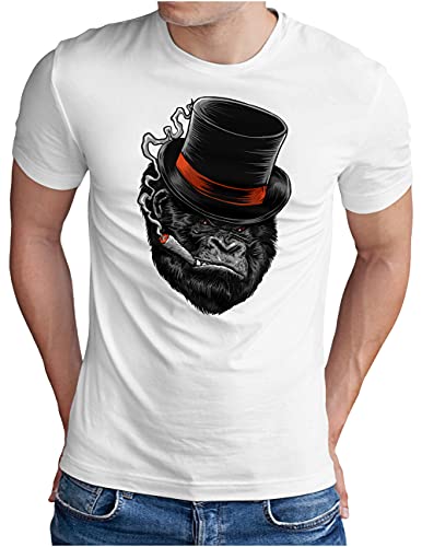 OM3® Ape-Boss T-Shirt | Herren | Monkey Business Gorilla Mafia | Weiß, 4XL von OM3