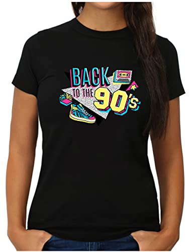 OM3® Back to The 90's T-Shirt | Damen | 90s Retro Neunziger 90er Jahre II | XXL, Schwarz von OM3