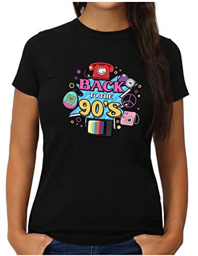 OM3® Back to The 90's T-Shirt - Damen - 90s Retro Neunziger 90er Jahre - XXL, Schwarz von OM3