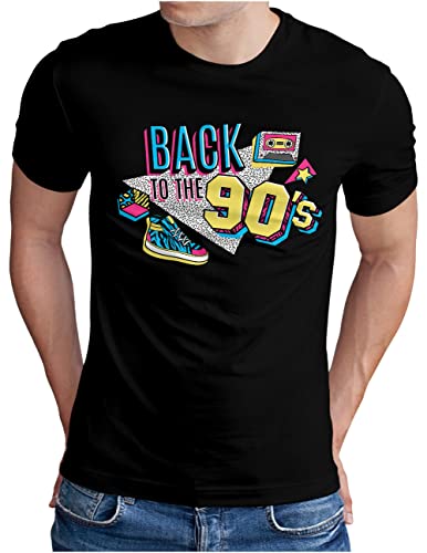 OM3® Back to The 90's T-Shirt - Herren - 90s Retro Neunziger 90er Jahre II - Schwarz, 3XL von OM3