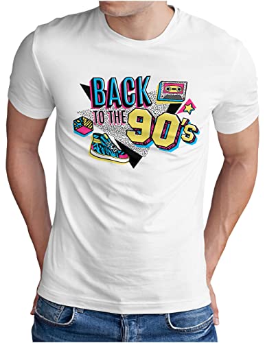 OM3® Back to The 90's T-Shirt | Herren | 90s Retro Neunziger 90er Jahre II | Weiß, XL von OM3