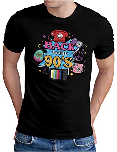 OM3® Back to The 90's T-Shirt | Herren | 90s Retro Neunziger 90er Jahre | Schwarz, XL von OM3