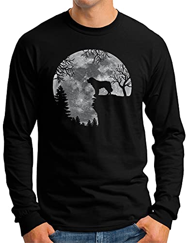 OM3® Bernhardiner Langarm Shirt | Herren | Full Moon Dog St. Bernhardshund Bernard | Schwarz, 3XL von OM3