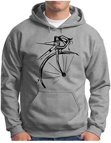 OM3® Bicycle Fahrrad Hoodie | Herren | Cycling Cyclist Biking Fahrrad Radfahrer | Kapuzen-Pullover Grau Meliert, S von OM3