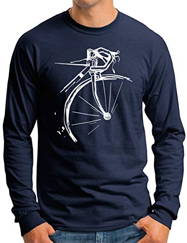 OM3® Bicycle Fahrrad Langarm Shirt | Herren | Vintage Radsport Radfahrer | Navy, M von OM3