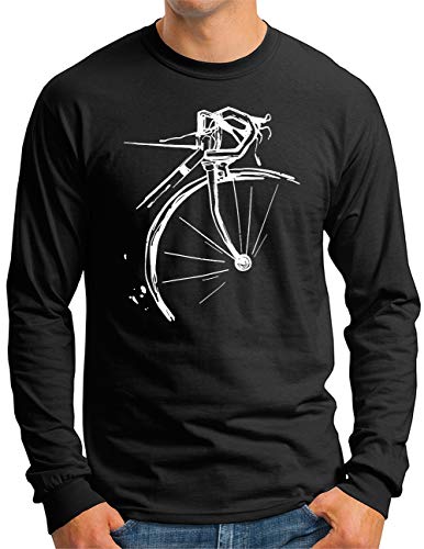 OM3® Bicycle Fahrrad Langarm Shirt | Herren | Vintage Radsport Radfahrer | Schwarz, XXL von OM3