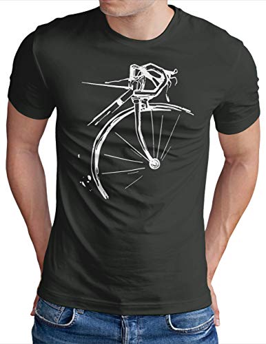 OM3® Bicycle Fahrrad T-Shirt | Herren | Vintage Radsport Radfahrer | Dark Grey, M von OM3