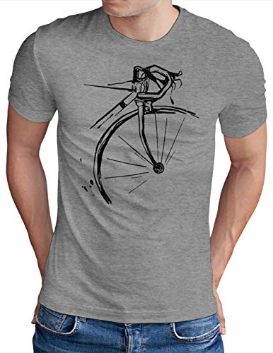 OM3® Bicycle Fahrrad T-Shirt | Herren | Vintage Radsport Radfahrer | Grau Meliert, 5XL von OM3