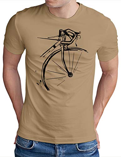 OM3® Bicycle Fahrrad T-Shirt | Herren | Vintage Radsport Radfahrer | Khaki, XXL von OM3