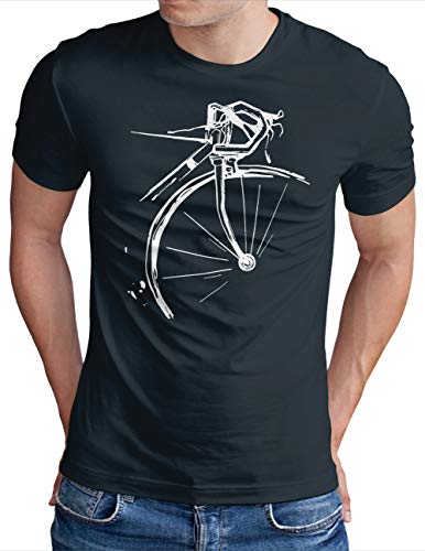 OM3® Bicycle Fahrrad T-Shirt | Herren | Vintage Radsport Radfahrer | Navy, XL von OM3