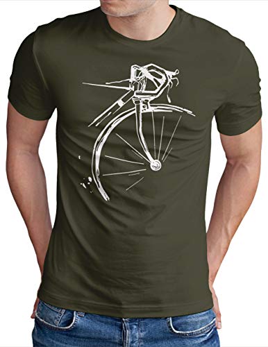 OM3® Bicycle Fahrrad T-Shirt | Herren | Vintage Radsport Radfahrer | Oliv-WS, 3XL von OM3