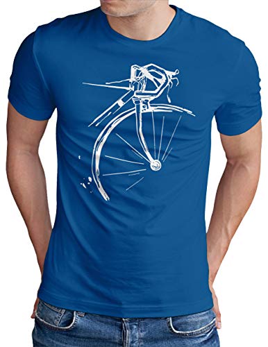 OM3® Bicycle Fahrrad T-Shirt | Herren | Vintage Radsport Radfahrer | Royal Blau, 3XL von OM3